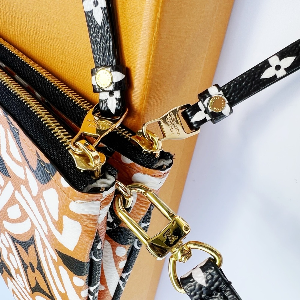 Louis Vuitton Monogram Crafty Double Pochette Crossbody Cream Caramel Clafoutis - Picture 9 of 14